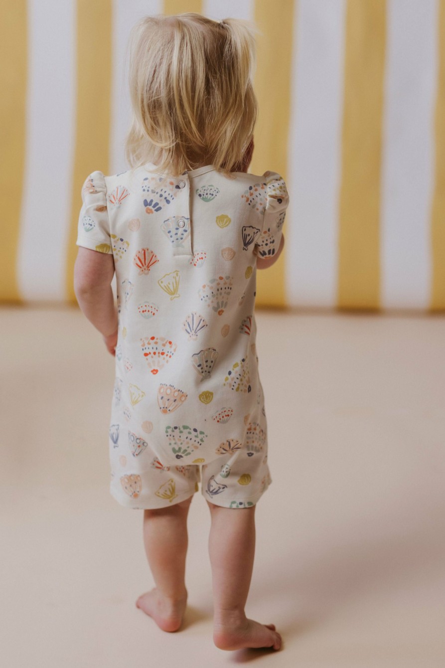 Organic Clothing Pehr Canada Rompers | Short Sleeve Puff Romper Seashells