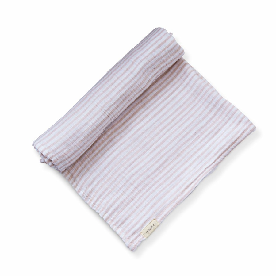 Nursery Pehr Mini Mushrooms | Striped Swaddle