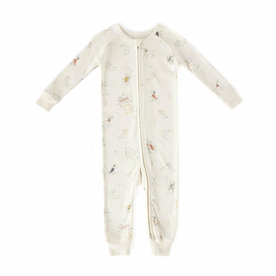 Organic Clothing Pehr Canada Sleepers & Pajamas | Ribbed Baby Footless Sleeper Over The Moon