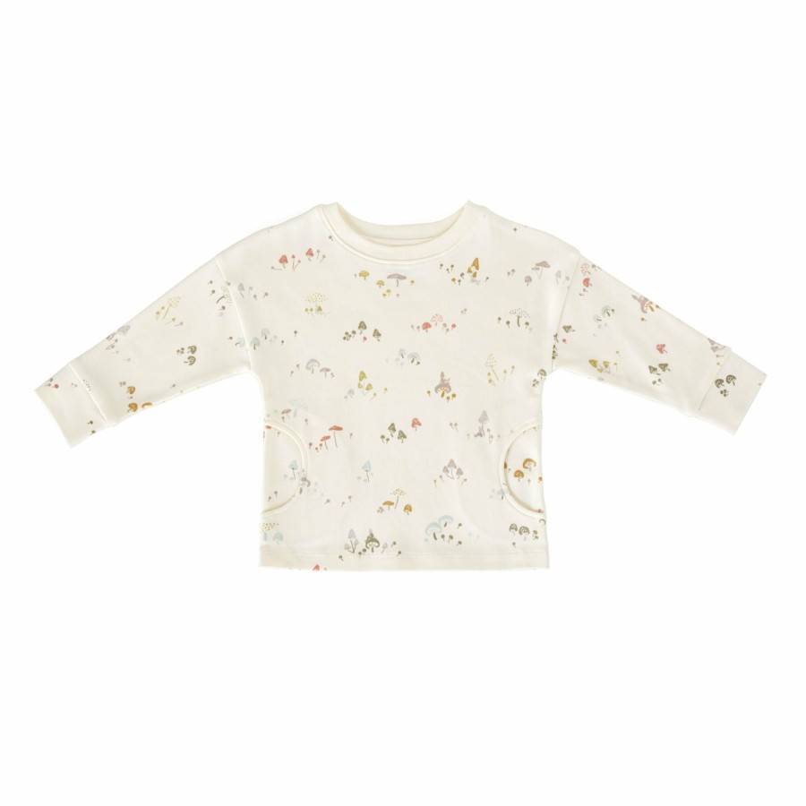 Organic Clothing Pehr Canada Tops | Pocket Long Sleeve Mini Mushrooms