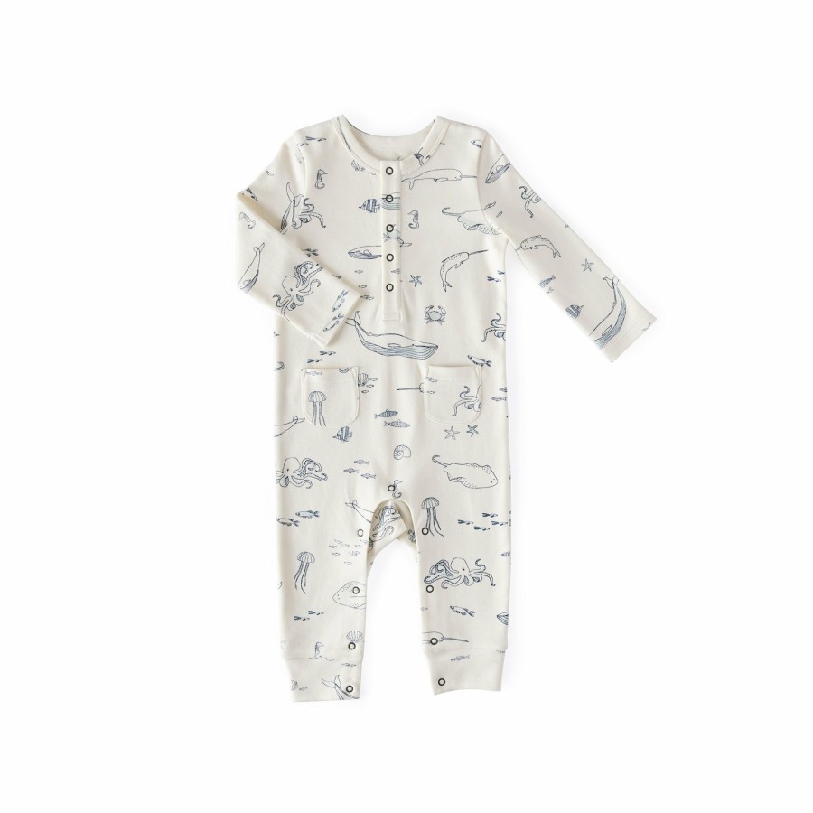 Organic Clothing Pehr Canada Rompers | Henley Patch Pocket Romper