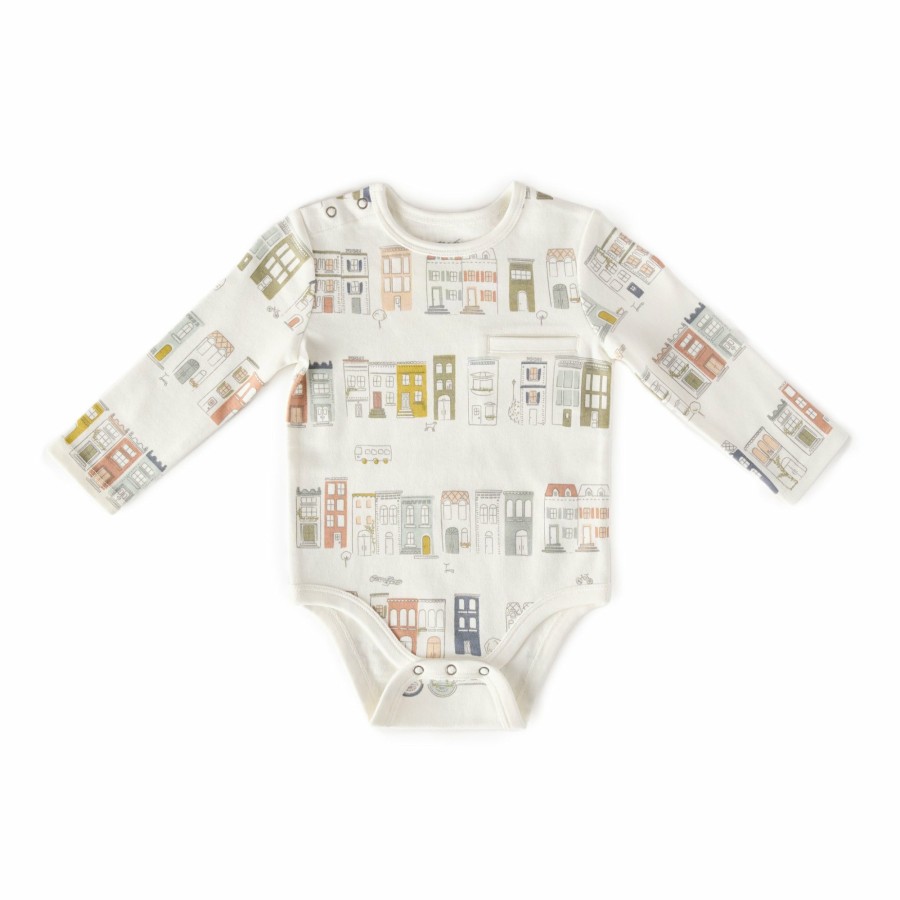 Nursery Pehr Canada My Neighborhood | Shoulder Snap Pocket One-Piece