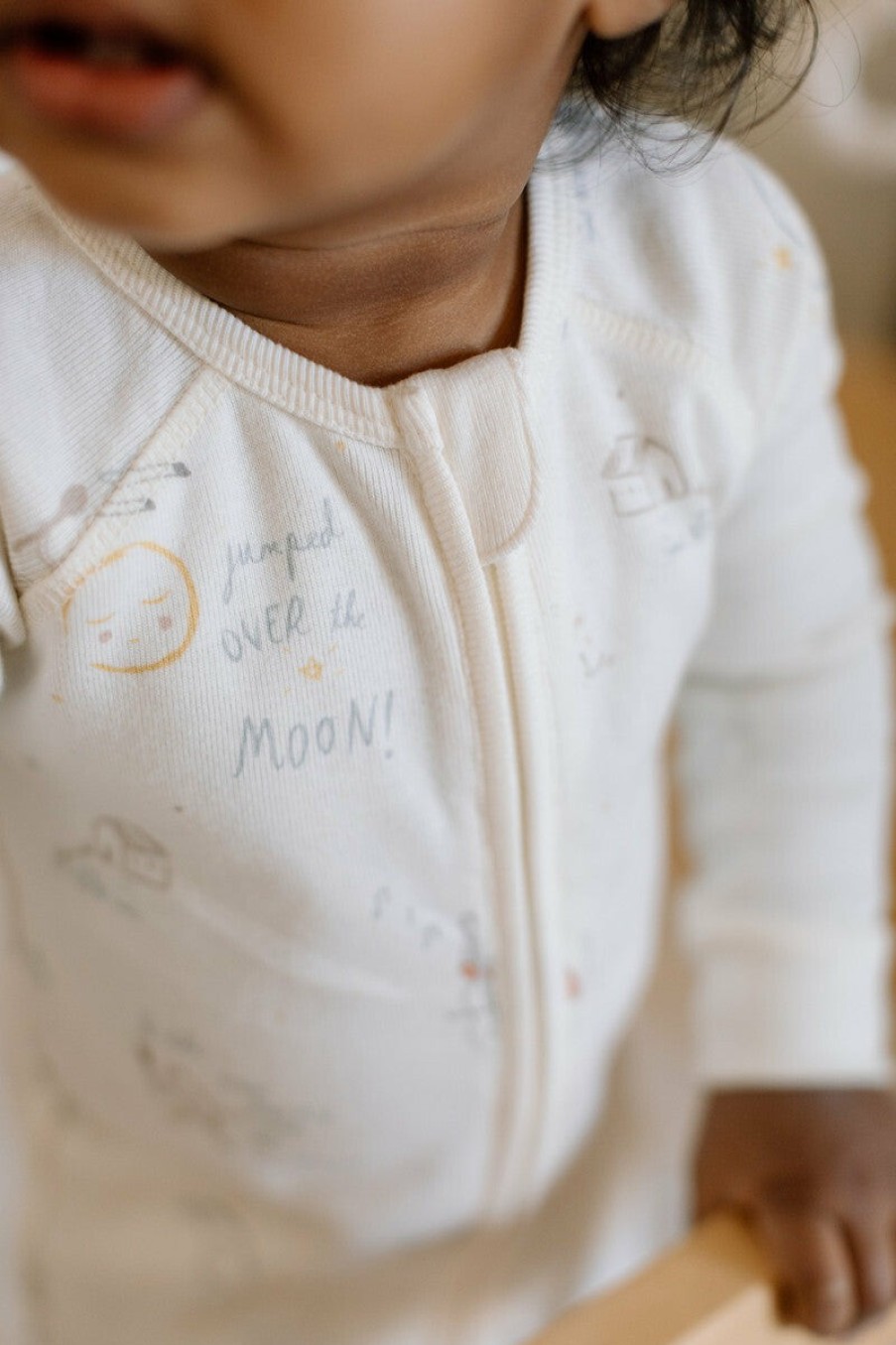 Organic Clothing Pehr Canada Sleepers & Pajamas | Ribbed Baby Sleeper (0 - 12 Mos.) Over The Moon