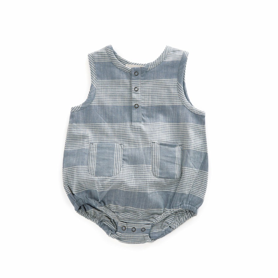 Organic Clothing Pehr Canada One-Pieces | Pocket One-Piece Coastal Stripe Blue