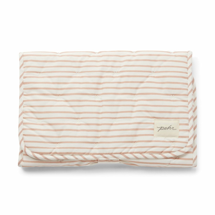 Nursery Pehr Mini Mushrooms | Striped On The Go Portable Changing Pad