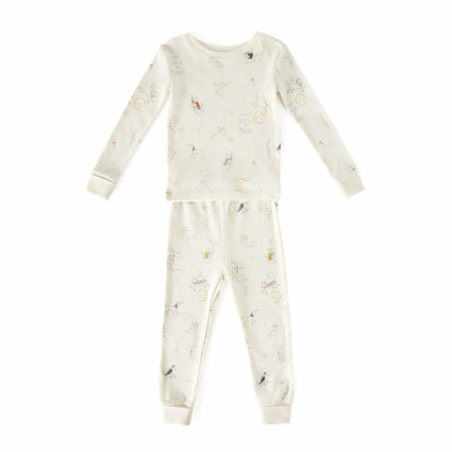 Organic Clothing Pehr Canada Sleepers & Pajamas | Ribbed Toddler Pajama Over The Moon