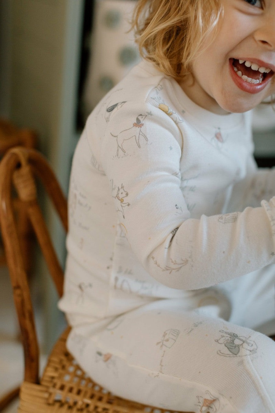 Organic Clothing Pehr Canada Sleepers & Pajamas | Ribbed Toddler Pajama Over The Moon