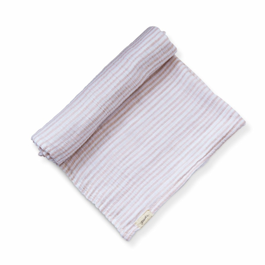 Nursery Pehr Mini Mushrooms | Striped Swaddle